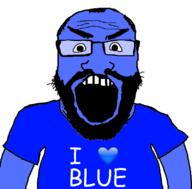 angry arm beard blue blue_skin clothes glasses heart i_love open_mouth soyjak text tshirt variant:science_lover // 800x789 // 81.0KB