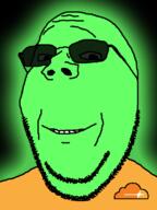 clothes cloudflare glasses glowie glowing green logo smile soyjak stubble subvariant:wholesome_soyjak sunglasses variant:gapejak // 600x800 // 60.3KB