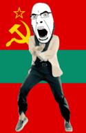 angry animated communism country dance flag full_body gangnam_style glasses hammer hammer_and_sickle irl open_mouth sickle soyjak star stubble transnistria variant:cobson // 300x460 // 501.6KB