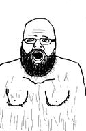 beard fat glasses gynaecomastia hairy open_mouth soyjak variant:unknown // 471x720 // 72.3KB