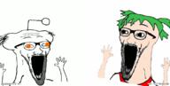 2soyjaks 4chan animated anime antenna fast glasses hair hand orange_eyes poyopoyo poyunpoyun reddit soyjak stretched_mouth stubble subvariant:wewjak variant:soyak yotsoyba // 791x400 // 2.1MB