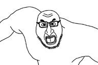angry arm eyebrows glasses lips megamind mouth_open muscles soyjak stubble subvariant:angrysmug teeth template thick_eyebrows titan tongue torso variant:smugjak // 1080x720 // 85.5KB