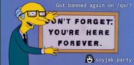banner clothes glasses hair mr_burns open_mouth sign soyjak soyjak_party stubble text the_simpsons variant:soytan yellow_skin // 636x312 // 227.5KB
