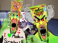 2soyjaks anger_mark angry arm blood bottle candy chocolate_beer clothes computer crying ear fist food fume glasses green hand hat heart holding_object i_love irl_background oh_my_god_she_is_so_attractive open_mouth sour sour_patch_kids soyjak stretched_mouth stubble text the_simpsons variant:markiplier_soyjak yellow // 2048x1536 // 697.0KB
