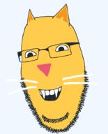 animal cat ear emoticon fangs glasses grin happy no_eyebrows open_mouth soyjak stubble variant:cobson whisker yellow yellow_skin // 721x896 // 27.1KB