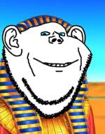 blue_eyes clothes desert ear egypt glasses grin hat pharaoh sand smile soyjak stubble variant:impish_soyak_ears white_skin // 634x810 // 528.8KB