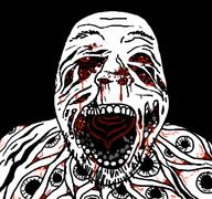 blood body_horror horror multiple_eyes open_mouth soyjak stubble variant:bernd // 640x600 // 62.1KB