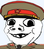 baby clothes communism deformed hammer_and_sickle hat kgb military military_cap smile soyjak subvariant:nathaniel variant:gapejak // 560x630 // 111.9KB