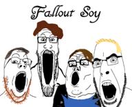 4soyjaks angry brown_hair clothes fallout_boy glasses hair open_mouth soyjak_trio stretched_mouth stubble variant:cobson variant:gapejak variant:markiplier_soyjak variant:tony_soprano_soyjak yellow_hair // 2125x1726 // 596.6KB