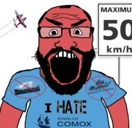 angry arm balding beard canada clothes comox ct-114_tutor glasses hair i_hate open_mouth plane red_skin sign soyjak subvariant:science_lover text tshirt variant:markiplier_soyjak // 816x785 // 210.2KB