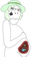 baby clothes crystal_cafe female glasses green_hair hat pacifier pregnant queen_of_spades subvariant:emmanuel subvariant:female_cobson uterus // 1017x1894 // 188.3KB