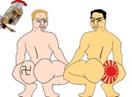 3soyjaks angry asian ass blond blue_eyes broly_culo brown_skin crying italy japan nazi_germany nazism open_mouth pointing queen_of_spades rising_sun roman rome smile smug soyjak variant:chudjak white_skin yellow_hair yellow_skin // 1693x1249 // 374.5KB