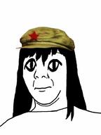 cap closed_mouth clothes communism hair hat large_eyes long_hair neutral soyjak star subvariant:commiepedotroon variant:kuzjak // 688x918 // 40.1KB