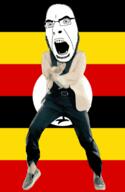 angry animated bird country crane dance flag flag:uganda full_body gangnam_style glasses irl open_mouth soyjak stubble uganda variant:cobson // 300x460 // 501.1KB