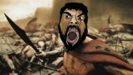 300_(movie) Spartan battle beard greece king_leonidas scream sparta spear variant:bernd // 1296x730 // 1.7MB