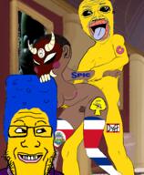 2soyjaks 8ball96 8ball9615 blue_hair breasts brown_skin closed_mouth clothes costa_rica deformed glasses grin hermaphrodite homer_simpson lips marge_simpson mask mustache naked nipple nsfw oh_my_god_she_is_so_attractive open_mouth sex soyjak spade stubble subvariant:jerome the_simpsons tongue variant:alicia variant:its_out_get_in_here variant:markiplier_soyjak yellow_skin // 1471x1785 // 1.7MB