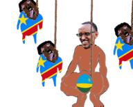 3soyjaks angry bloodshot_eyes broly_culo brown_skin clothes country dead democratic_republic_of_congo flag foot full_body glasses hair hand hanging leg mustache open_mouth paul_kagame rope rwanda stubble tongue variant:bernd // 810x648 // 224.3KB