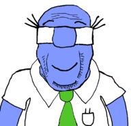 arm balding calm clothes dilbert glasses hair necktie no_eyes open_mouth soyjak stubble variant:science_lover wally_(dilbert) // 816x784 // 85.7KB