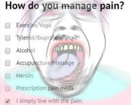 accupuncture alcohol bloodshot_eyes blur clothes crying flag glasses heroin lbuptofen lipstick massage meds mirrored open_mouth pain purple_hair soyjak stubble text tongue tranny tylenol variant:bernd yellow_teeth yoga // 680x544 // 307.5KB