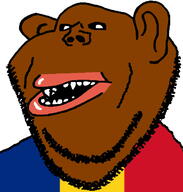 amerimutt black_skin chad chad_(country) country ear fangs flag open_mouth soyjak stubble vampire variant:impish_soyak_ears // 598x628 // 202.9KB