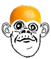 baby closed_mouth clothes deformed ear food foodjak fruit hat mustache orange orange_(fruit) smile smirk soyjak subvariant:jacobson variant:a24_slowburn_soyjak // 700x800 // 393.6KB