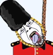 british clothes crying dead england glasses guard hanging hat kings_guard no_background open_mouth rope soldier soyjak stubble suicide tongue translucent_background uniform variant:bernd yellow_teeth // 2215x2297 // 549.2KB