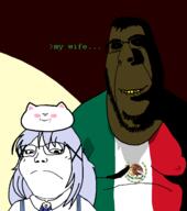 3soyjaks anime arm biting_lip blue_hair bow_tie brown_skin chino_kafuu clothes country creepy distorted dress evil fat flag frown glasses gochiusa greentext grin hair hat mexico objectsoy ominous shadow smile soyjak stubble subvariant:hornyson subvariant:soylita sweater text tshirt variant:cobson variant:gapejak variant:impish_soyak_ears video_game yellow_teeth // 1446x1636 // 117.0KB