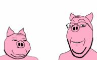 2soyjaks animal animated ear eyelids glasses open_mouth pig pink_skin smile snout soyjak stubble subvariant:massjak subvariant:wholesome_soyjak talking text ukraine variant:gapejak // 1667x1022 // 68.0KB