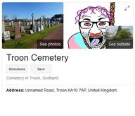 bloodshot_eyes cemetery clothes flag glasses hair hanging open_mouth pun purple_hair rope scotland soyjak stubble suicide text tongue tranny united_kingdom variant:el_perro_rabioso yellow_teeth // 468x400 // 113.0KB