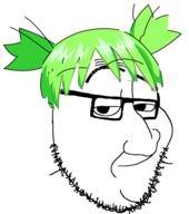 4chan anime glasses green_hair hair smug soyjak stubble variant:smugjak yotsoyba // 850x961 // 220.2KB