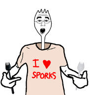 clothes fork hand head heart holding_object i_love object pointing soyjak spoon spork torso variant:shirtjak // 802x840 // 135.1KB