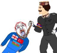 ack armenia azerbaijan bloodshot_eyes blue_shirt crying flag:armenia flag:azerbaijan flag:georgia_(country) flag:turkiye georgia glasses hanging nazism nordic_chad open_mouth red_hair rope schutzstaffel sonnenrad soyjak stubble total_grizun_death turkiye variant:bernd // 1280x1178 // 526.5KB