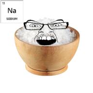 angry bowl chemistry element glasses open_mouth salt sodium soyjak text variant:feraljak // 700x700 // 305.4KB