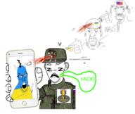 2soyjaks amerimutt angel arm badge biblically_accurate_angel blood cap clothes dead ear flag flockmod frown glasses gore gun hair hand hat helmet hohol holding_object horn kuz looking_up military nazism oekaki open_mouth phone pig russia russo_ukrainian_war shooting soot_colors soyjak soyjak_party speech_bubble star stubble tail text tranny ukraine uniform united_states variant:feraljak variant:kuzjak variant:unknown z_(russian_symbol) // 956x806 // 364.7KB