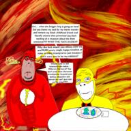 2soyjaks angry aryan blue_eyes capeshit comic dc_comics drawn_background fat gas red_eyes reverse_flash subvariant:nucob superhero the_flash variant:cobson wordswordswords // 2048x2048 // 4.9MB