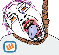 crying dead flag glasses hair hanging mustache open_mouth poland purple_hair rope soyjak stubble suicide tongue tranny variant:bernd wykop yellow_teeth // 800x749 // 138.4KB