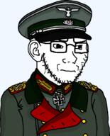 closed_mouth clothes concerned ear frown glasses hat iron_cross meta:tagme military nazism soyjak stubble uniform variant:classic_soyjak // 988x1221 // 47.8KB