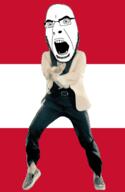 angry animated austria country dance flag full_body gangnam_style glasses irl meta:tagme open_mouth soyjak stubble variant:cobson // 300x460 // 503.2KB