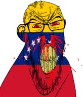 angry blood bloodshot_eyes clenched_teeth cracked_teeth ear flag flag:venezuela glasses mustache nosebleed red_eyes seethe soyjak stubble subvariant:feralrage variant:feraljak vein venezuela yellow_teeth // 1347x1575 // 83.3KB