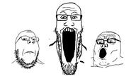3soyjaks animated bald call_of_duty frown gamer gaming glasses mlg open_mouth screaming sound soyjak soyjak_trio stretched_mouth stubble variant:gapejak variant:markiplier_soyjak variant:tony_soprano_soyjak video video_game white_background white_skin wombo_combo yelling // 1280x720, 12.6s // 3.3MB