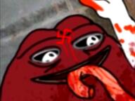 animated apu basement blood bloodshot_eyes crying eating frog full_body glasses gore groyper holding_object horror intestines irl_background music nazism open_mouth pepe red_skin screaming skinned_face sound soyjak stubble swastika torture variant:classic_soyjak video // 640x480, 63.4s // 3.0MB