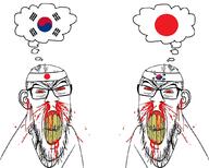 angry blood bloodshot_eyes clenched_teeth cracked_teeth ear flag glasses japan korea mustache red_eyes soyjak stubble variant:feraljak vein yellow_teeth // 1054x844 // 211.2KB