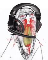 angry blood bloodshot_eyes cracked_teeth distorted ear gamer glasses headphones red_eyes soyjak stretched_mouth stubble teeth variant:feraljak yellow_teeth // 301x372 // 120.2KB