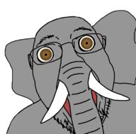 animal ear elephant glasses grey grey_skin large_ear open_mouth soyjak stubble variant:bernd // 1116x1100 // 409.3KB