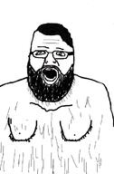 beard fat glasses gynaecomastia hair hairy open_mouth soyjak variant:unknown // 471x720 // 75.5KB