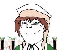 4chan anime brown_hair closed_mouth clothes desu distorted female glasses green_eyes green_hair hair hat heterochromia multiple_soyjaks open_mouth red_eyes rozen_maiden smile soyjak stretched_mouth stubble subvariant:soylita subvariant:wewjak suiseiseki variant:gapejak variant:soyak white_skin yotsoyba // 976x861 // 176.0KB