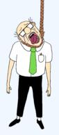 arm balding clothes crying dilbert ear full_body glasses hand hanging leg necktie open_mouth pen rope shoe sock soy_parody suicide suit tshirt variant:bernd wally_(dilbert) white_skin // 1197x2709 // 93.0KB