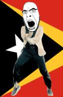 angry animated country dance flag gangnam_style glasses open_mouth soyjak stubble timor_leste variant:cobson // 300x460 // 503.7KB