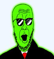 clothes glasses glowie glowing green_skin open_mouth shades stubble suit sunglasses variant:Cobbert // 234x255 // 17.0KB