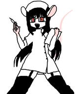 animal arm furry glasses hair hand holding_object long_hair mouse nurse open_mouth red_eyes soyjak syringe tail variant:unknown // 927x1135 // 232.1KB